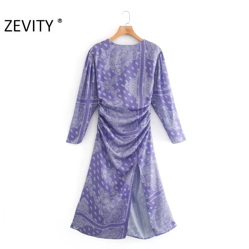 ZEVITY Women vintage totem flower print split a line midi Dress lady pleat back zipper Vestido Casual slim autumn Dresses DS4314 ZEVITY Women vintage totem flower print split a line midi Dress lady pleat back zipper Vestido Casual slim autumn Dresses DS4314