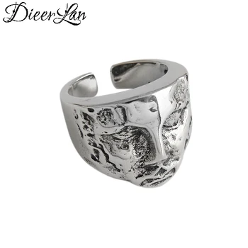 

Ethnic Style 925 Sterling Silver Human Face Rings for Women Bridal Wedding Vintage Open Finger Rings Christmas Gifts