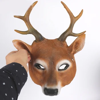 

Funny Adult Creepy Funny Deer Horse Head Mask Latex Halloween Animal Cosplay Zoo Props Party Festival Costume Ball Mask
