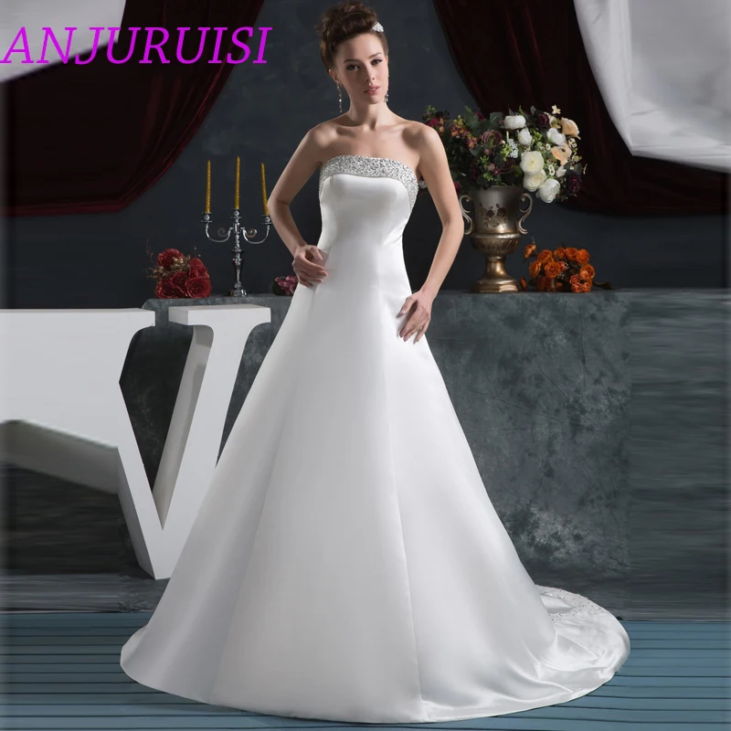 ANJURUISI без бретелек Элегантные бисерные линии Свадебные платья 2020 robe de mariage