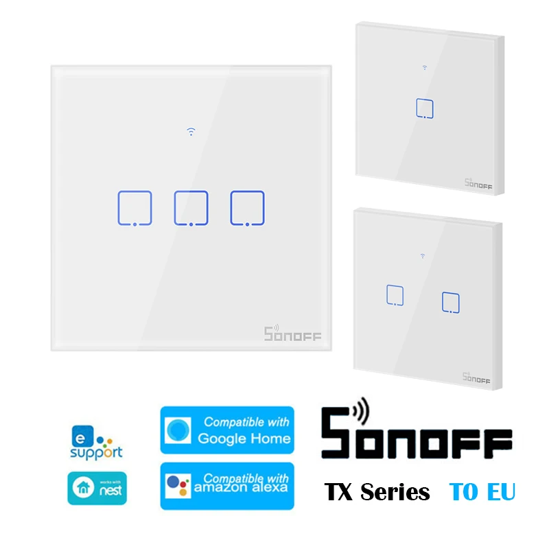 SONOFF T0 ЕС TX-Series 1/2/3 Gang WiFi смарт-переключатель для eWelink APP Настенные переключатели