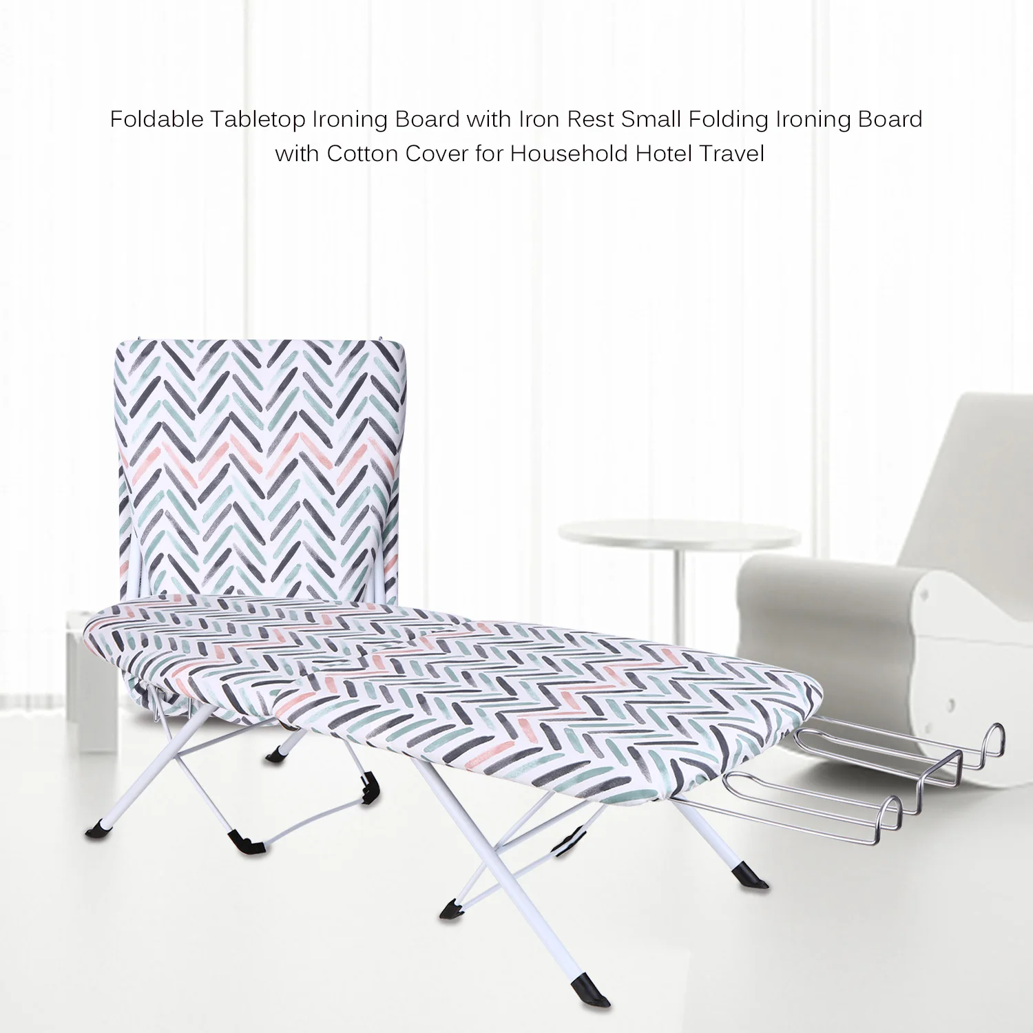 Foldable Ironing Board Tabletop Ironing Board with Iron Rest Small Folding Ironing Board with Cotton Cover for Household Hotel