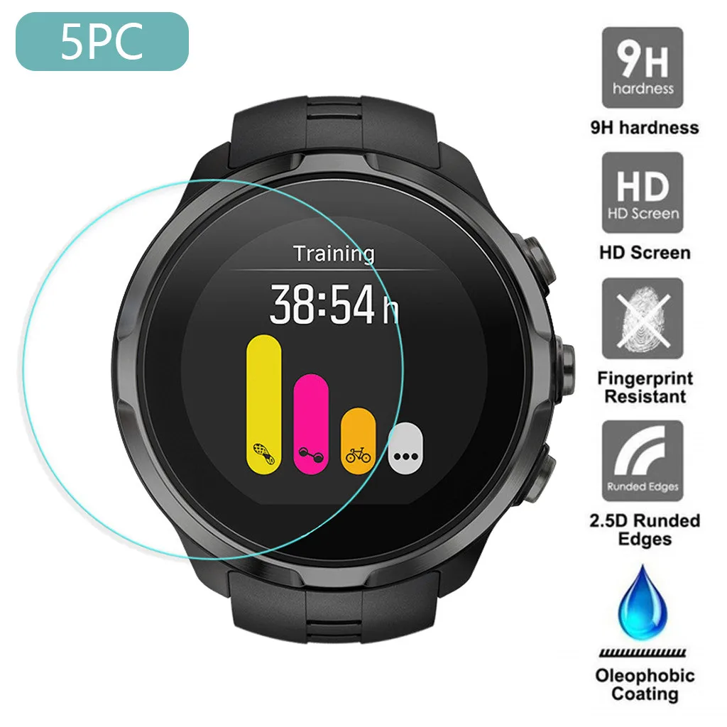 

5PCS Tempered Glass for SUUNTO 9 SCreen Protector on Smart Watch Ultra Thin Anti Scratch Bubble Free Easy to Install 9h glas