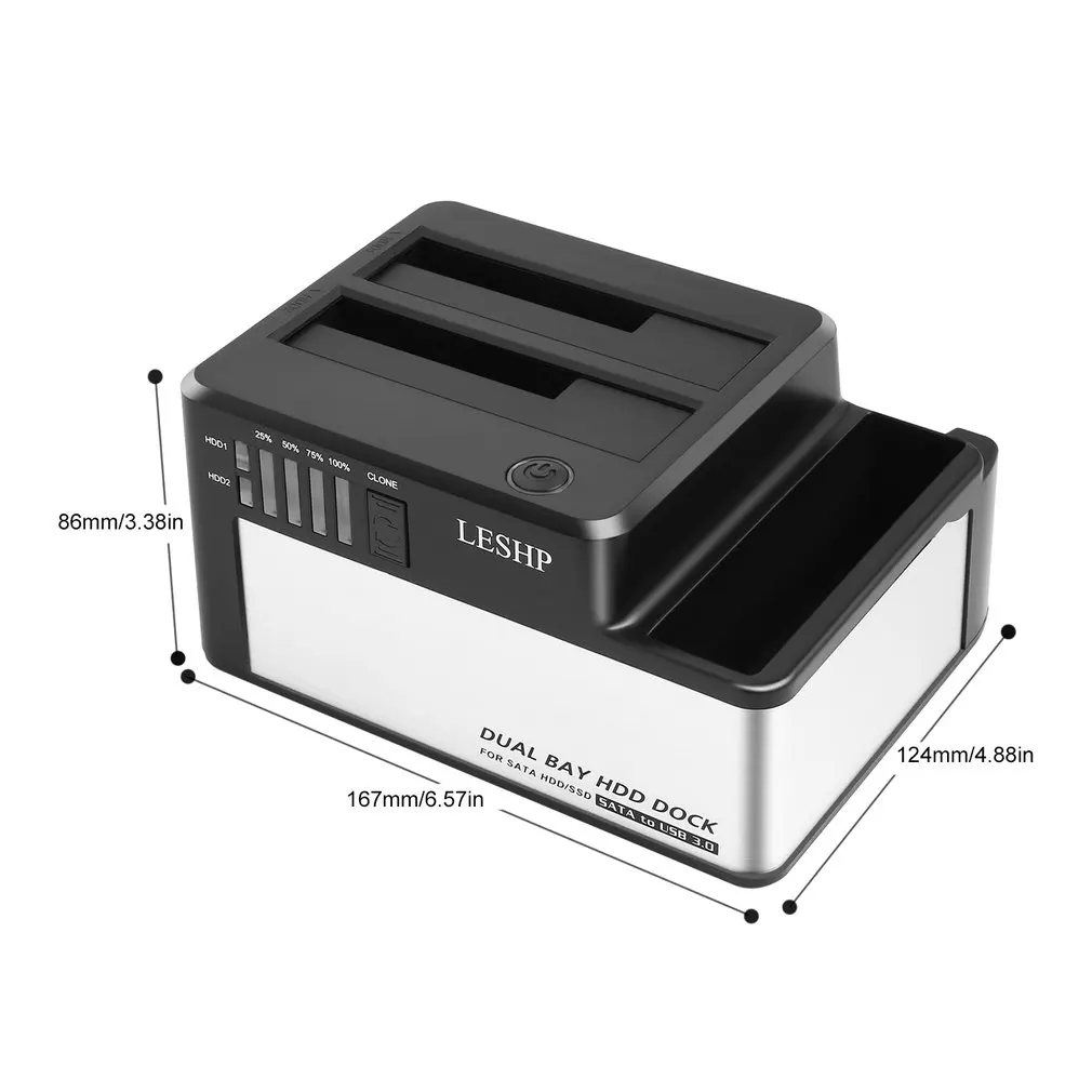 Dual Bays HDD Dock USB 3.0 to SATA HDD SSD Docking Station with Clone for 2.5"& 3.5" SATA HDD& SSD Hard Drive Disk Case Dock