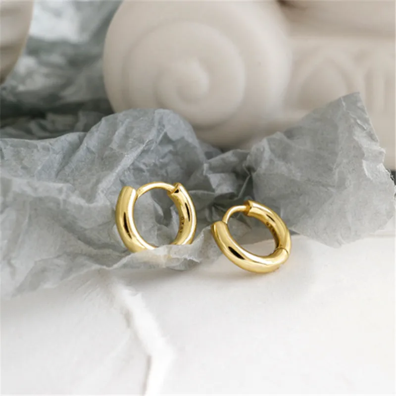 925 Sterling Silver European Simple Geometric Round Stud Earrings Women Mirror Polished Punk Hip Hop Temperament Party Jewelry - Image 5