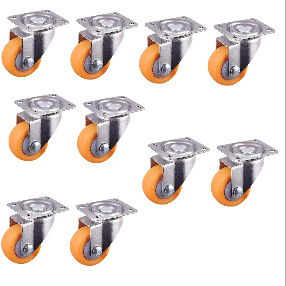 Swivel Casters Castor Wheels, 25mm 13kg, Orange Nylon, 10pcs Pack