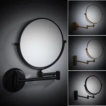 Fashion NEW Design Mirror Black Copper Antique Wall Mounted Pasteable Double Sided Foldable Telescopic Bathroom Make-Up Mirror