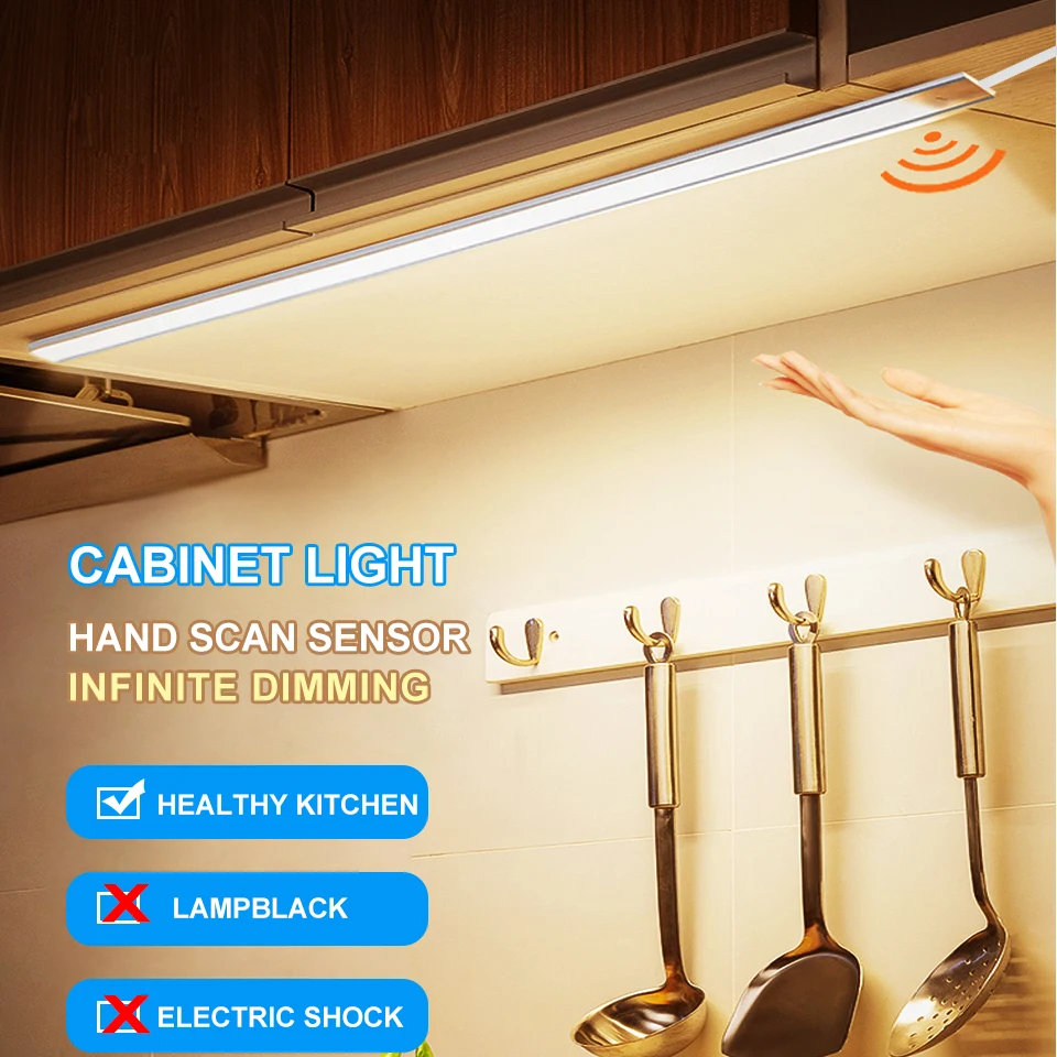 30cm 5V USB Powered Smart LED Kitchen Light Hand Sweep Sensor Lamp High Brightness Backlight for Cabinet Wardrobes Drawer (1)