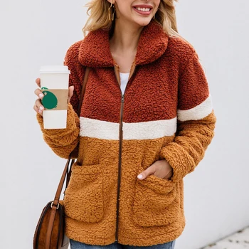 

Autumn Winter Zipper Teddy Coat Women Female Lambswool Faux Fur Coat Fleece Wool Coat Velvet Thicken Warm Female Tops Jacket