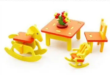 Деревянные игрушки набор игрушек Гостиная Туалетный столик 3D сборка мебели, игрушки для детей масштабные модели игрушки из дерева - Цвет: Синий