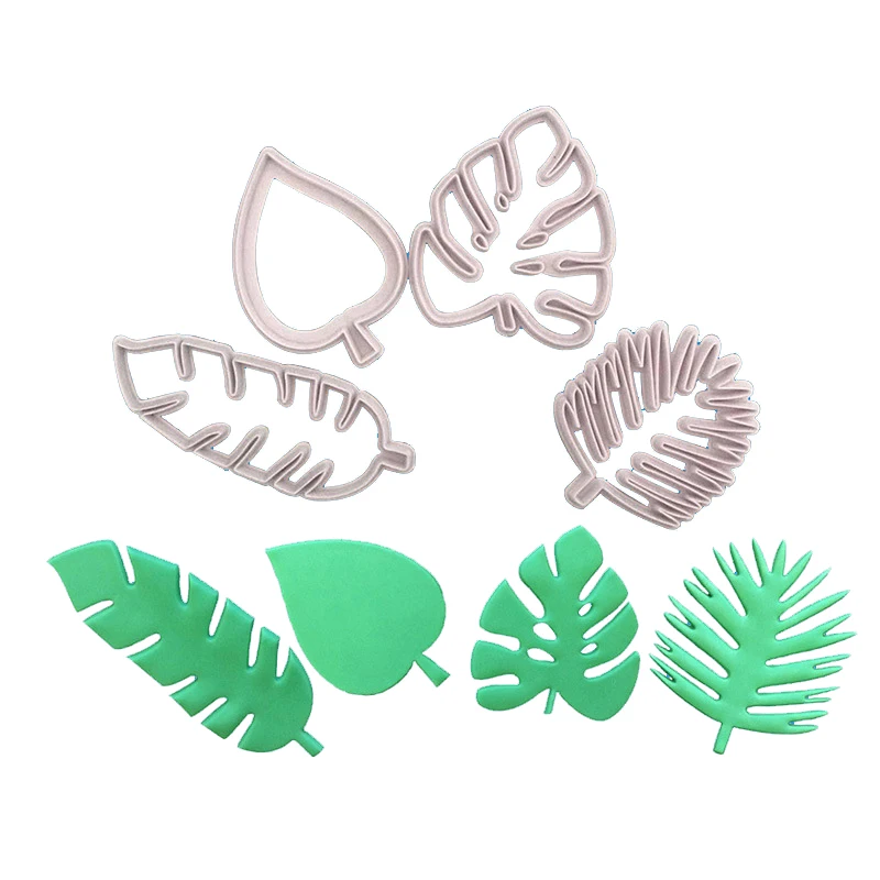 Leaf Monstera Fondant Cake Decorating Sugar Craft Plunger Cutter Flower Mold cookie cutters Biscuit Cake 4pcs