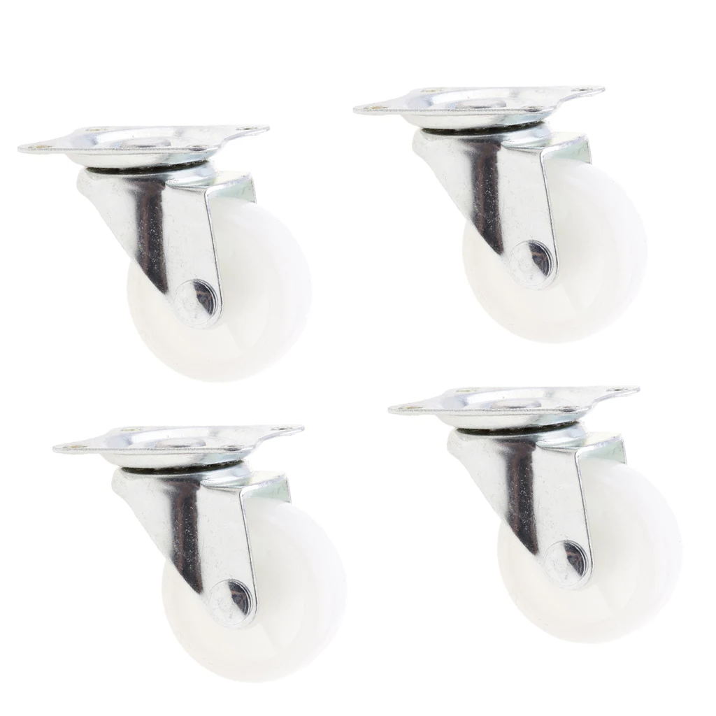 4Pieces Heavy Duty 1.5'' Swivel Castor Wheels Trolley Furniture Caster White