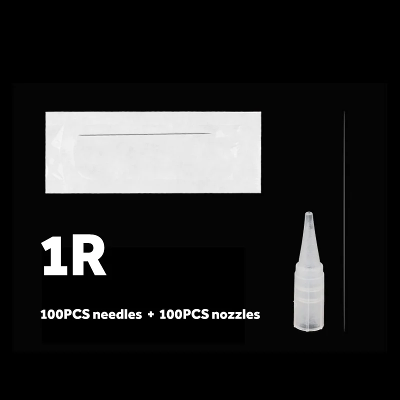 1R 100pcs Cap 100pcs Горячая дермограф Универсальный Швейцарский двигатель Перманентный макияж бровей подводка для глаз губ ручка красота татуировки машины универсальные иголки - Цвет: 1R 100pcs Cap 100pcs