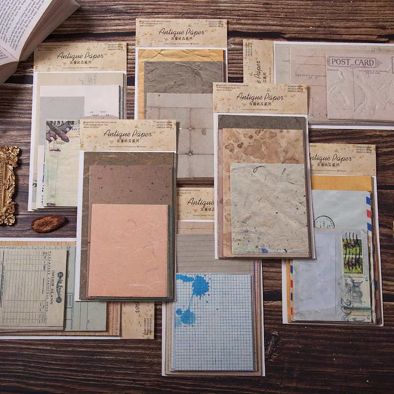 

60pcs/lot Memo Pads Material Paper Antique Junk Journal Scrapbooking Cards Retro Background Decoration Paper