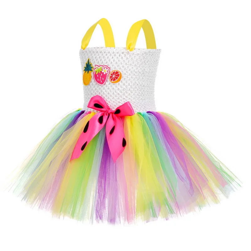 Cute Toddler Summer Tutu Dress for Kids Fruit Birthday Party Dresses Baby Girl Rainbow Clothes Girls Strawberry Costume 2-8T