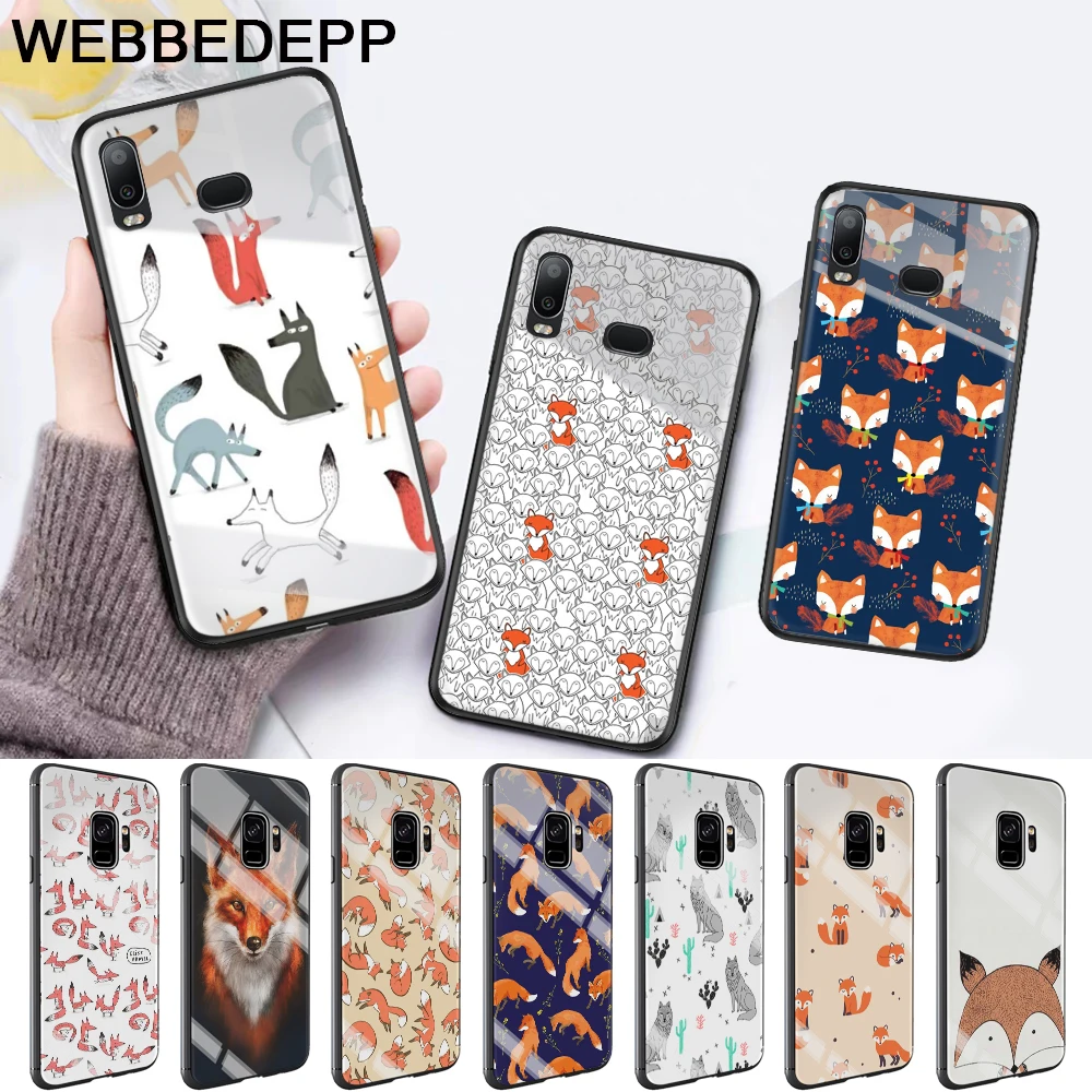 8W Animal More Cute Fox cat Glass Case for Samsung S7 Edge S8 S9 S10 Plus A10 A20 A30 A40 A50 A60 A70 Note 8 9 10 | Мобильные