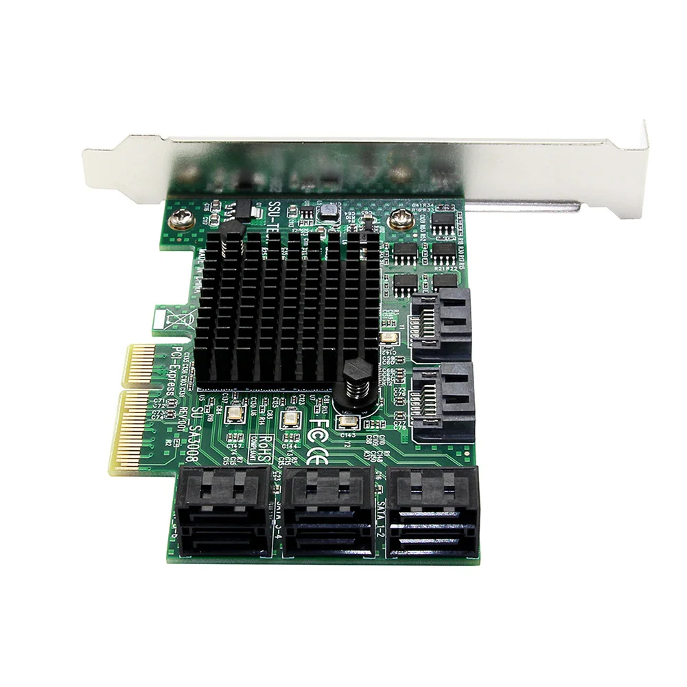 

8 Ports Low Profile Bracket Add-on Accessories Controller Card Practical Computer Supplies Durable Tablets PCI-E To SATA 3.0