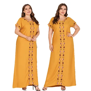 

Summer Women Short Sleeve Abaya Maxi Dress Plus Size Muslim Casual Loose Kaftan Jilbab Islamic Ramadan Turkey Prayer Dresses New