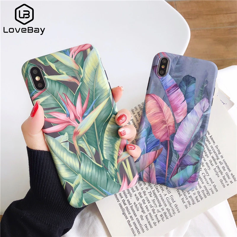 Lovebay Vintage Banana Leaves Phone Case For iPhone 11 Pro Max XR XS 7 8 Plus 6 6S Soft IMD Artistic Back Cover Coque Gift |