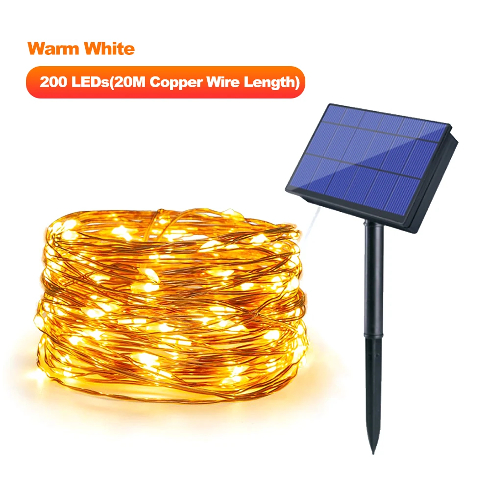 

30M/98.4ft Solar Powered String Lights 300 LEDs Solar Copper Wire Lamp Fairy Lights with 8 Modes for Garden Christmas Party Dec