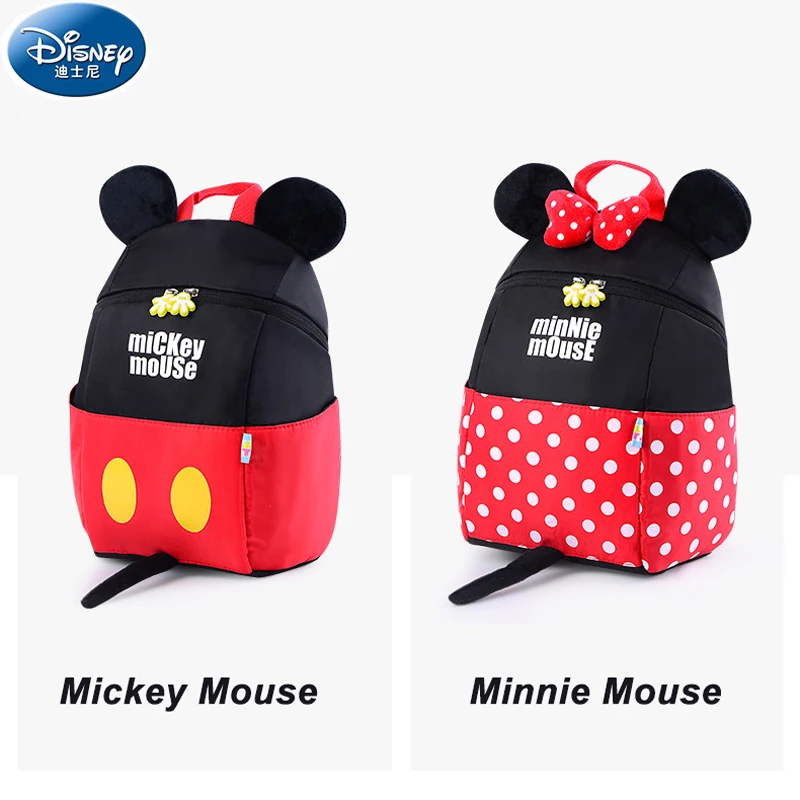 1~3 Years Old Genuine Mickey Cartoon Backpack Toddler Backpacks Traveling Outdoor for Kid Mickey Minnie Anti-lost Bag Waterproof