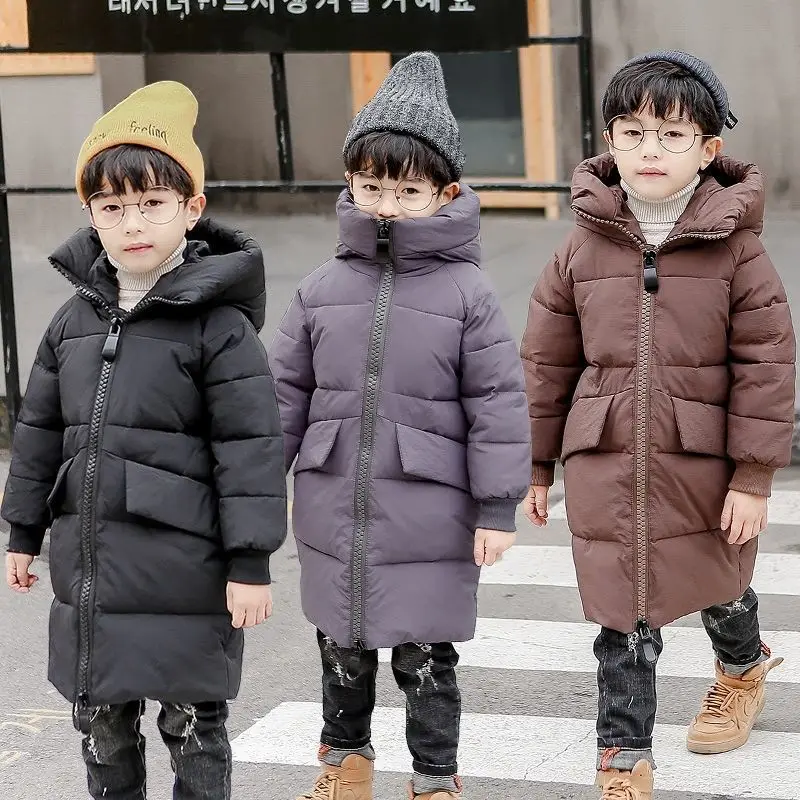 

Children's Winter Long Warm Jacket for Boys Down Coat Kid's Outerwear Clothes Toddler Children Casual Long Jacket 4-12 Years