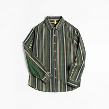 

Poetry | Autumn New British Style Striped Contrasting Color Long Sleeve Shirt Casual Retro Men's Washed Cotton Shirt