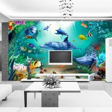 Пользовательские обои 3d подводный мир ТВ диван фон настенная живопись гостиная спальня обои украшение домашнего декора обои 3d papel де parede