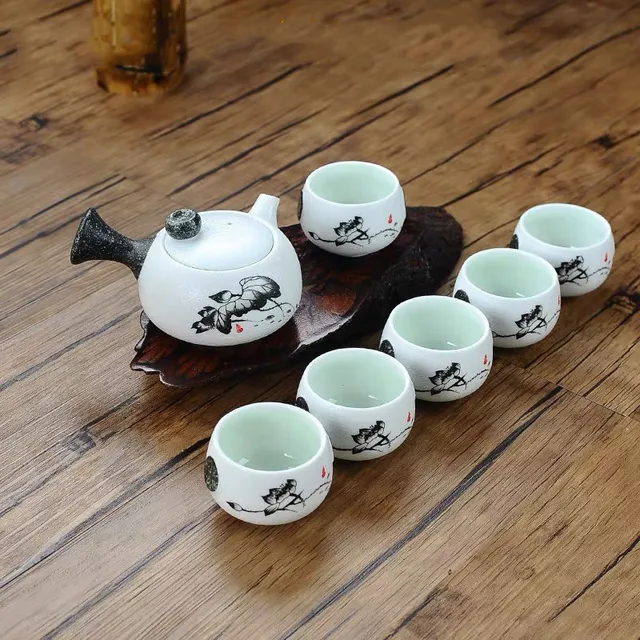 Details about / Teapot 6 cups Set snowflake overglaze chinese ceramics Kung fu tea pot teacup