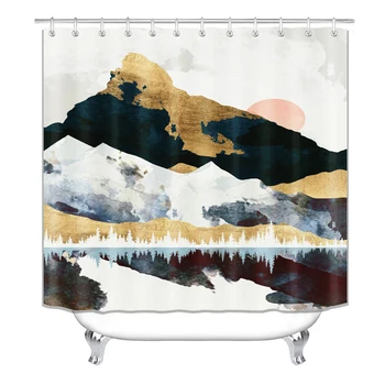 

Shower Curtain, Bathroom Curtains Accessories-Moon on Hills, Animation Style,Decorations