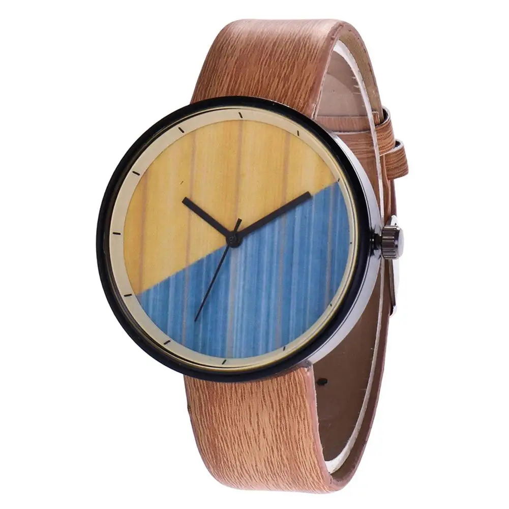 Уникальные деревянные часы унисекс, круглый циферблат, кожаный ремешок, роскошные стильные часы, кварцевые наручные часы, высокое