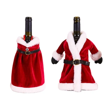 

Creative Christmas Clothes Style Red Wine Bottle Cover Champagne Wine Bottle Cover for Holiday Xmas Bar Party Home Dinner Table
