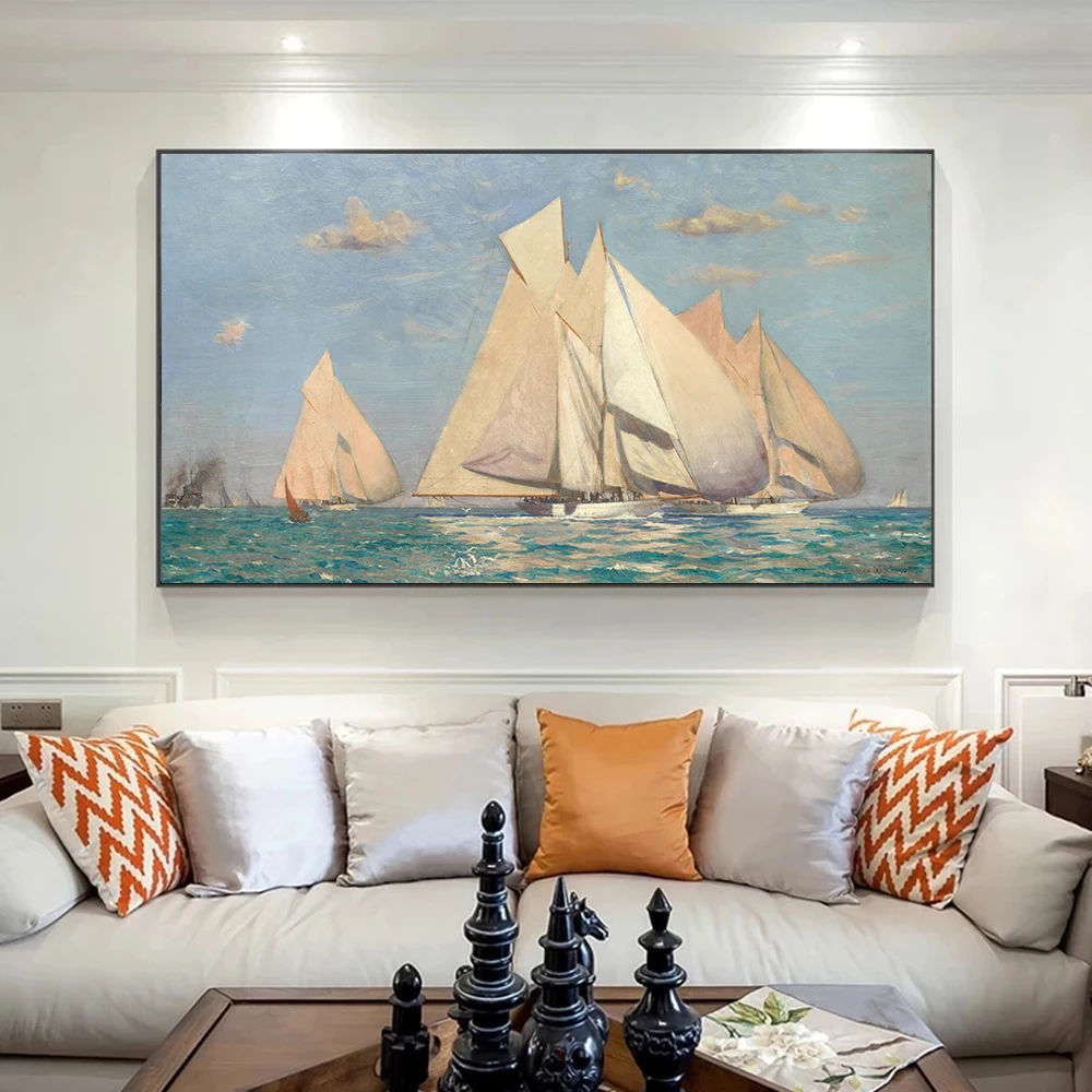 

Modern Abstract Art Wall Decoration Sea Sailing Landscape Canvas Painting Posters Prints Wall Art Picture Living Room Home Decor