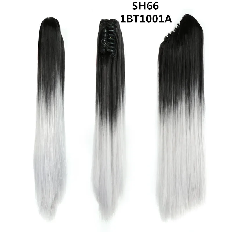 ValentWigs 24 ''Омбре Цвет Коготь заколка для хвоста синтетические волосы для наращивания длинные прямые конский хвост аксессуары для волос для женщин