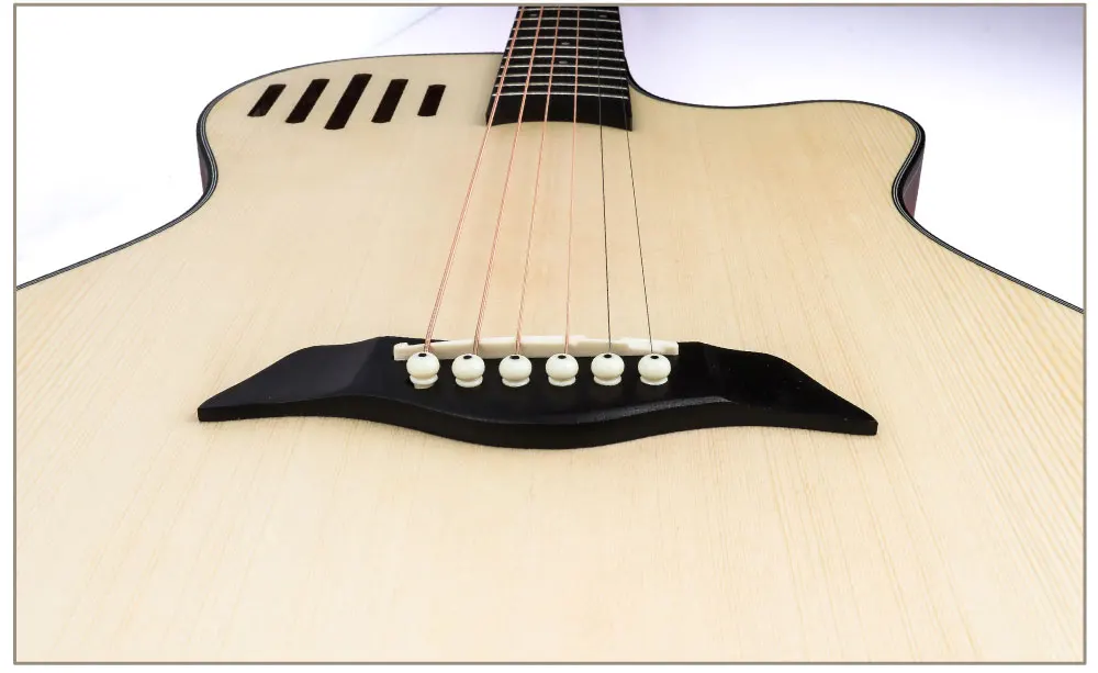 Spruce wood top 40 inch acoustic guitar cutaway design 6 string folk 