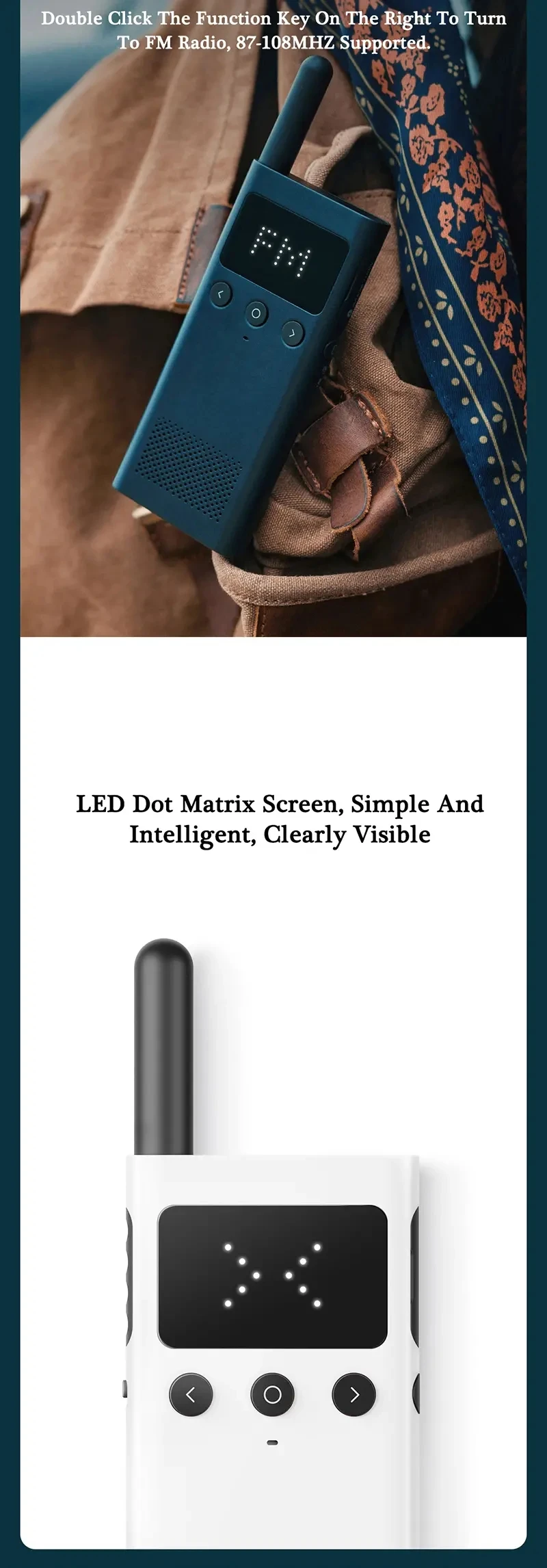 2020 Xiaomi Mijia Smart Walkie Talkie 1S With FM Radio Speaker Smart Phone APP Control Location Share Fast Team Talk Outdoor (8)