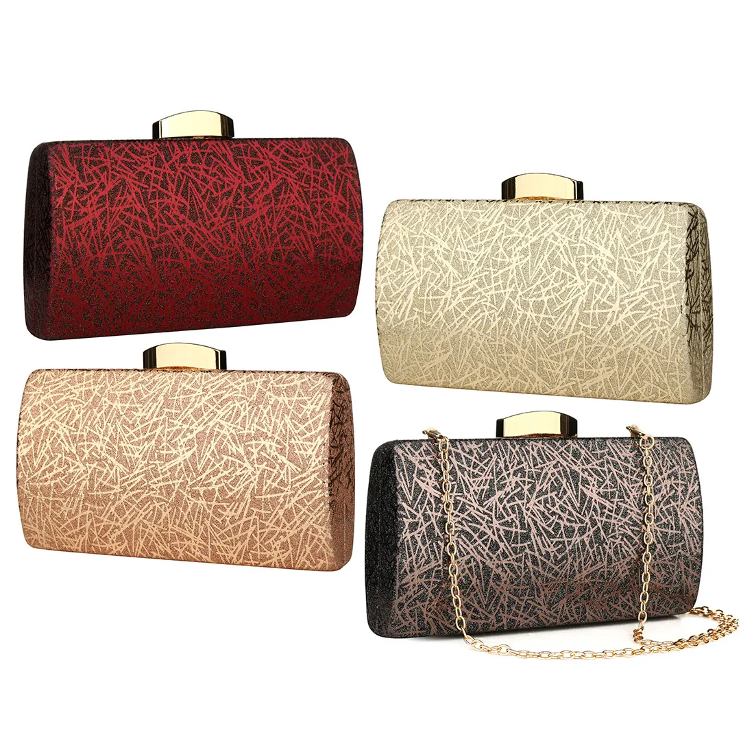 

Trendy Leather Evening Shoulder Bag Female Concise With Chain Box Bags Ladies Elegant Vintage Clutches Banquet Party Pouch Purse