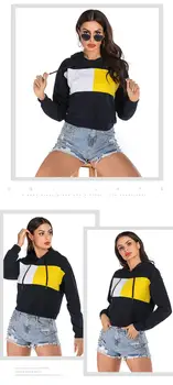 

Womens autumn winter hooded hit color hoodies pullover loose long lady overcoat girl Loose coat