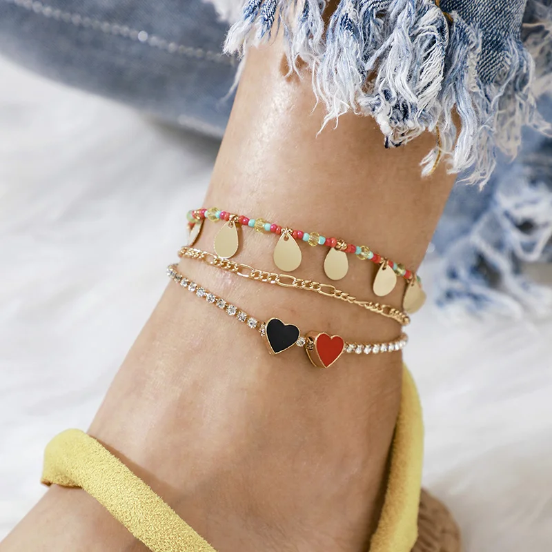 Starain Juego De 8 A 12 Tobilleras Con Cuentas Hechas A Mano Para Mujer, Estilo Bohemio, Con Cuentas Coloridas, Ajustable, Tobilleras, Metal, Sin Gemas