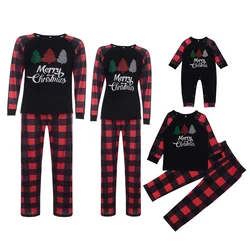 Conjuntos de roupas de família 2021 mãe e crianças crianças bebê terno de inverno árvore de natal impressão casa wear pijamas pai criança vestir