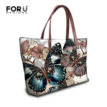 

Nopersonality Printing Butterfly Women Handbags Casual Female Ladies Neoprene Tote Bag Large Top-handle Bags Zipper Closure