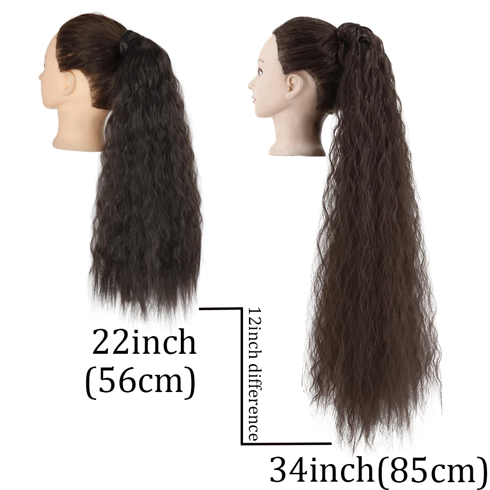 Fake Hair Extensions Synthetic Long Curly Ponytail Wrap Around Clip in Hairpiece Headwear Brown Gray
