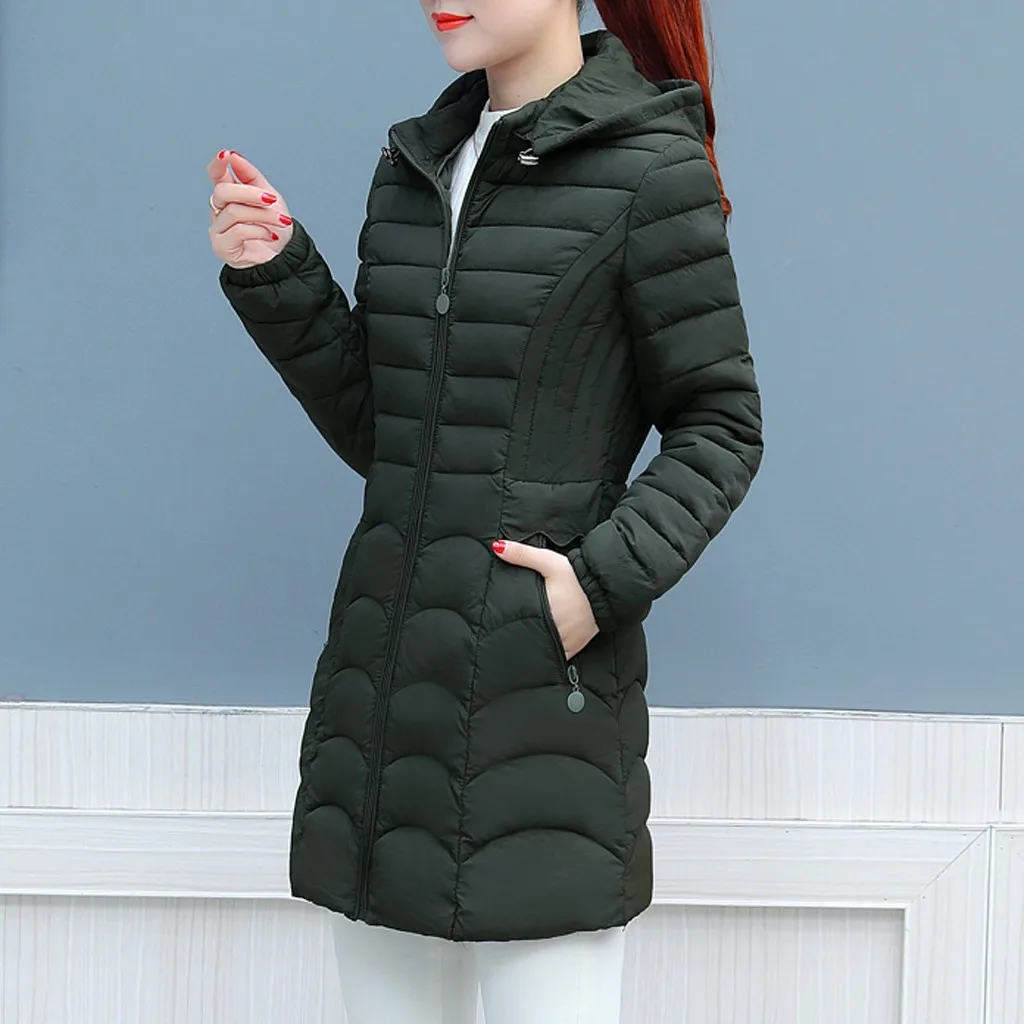 Down Coats Fashion Women Winter Warm Cotton Hooded Winter Jacket Long-Sleeved Coat Clothing Coats& Jackets Drop Shipping