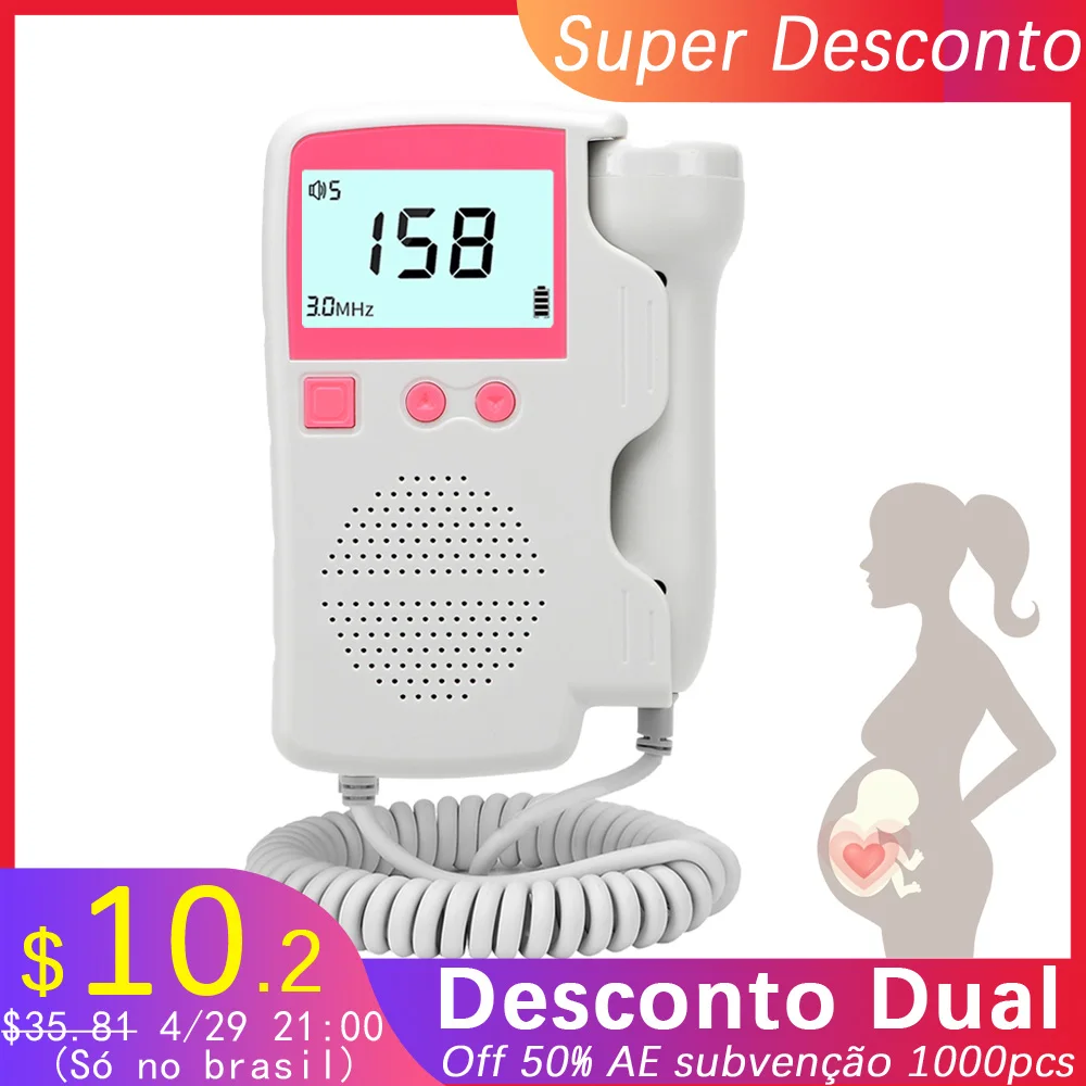 Monitor de ritmo cardíaco Fetal Doppler actualizado de 3,0 MHz, Detector de ritmo cardíaco con sonido Fetal para bebés embarazadas en casa, pantalla LCD sin radiación