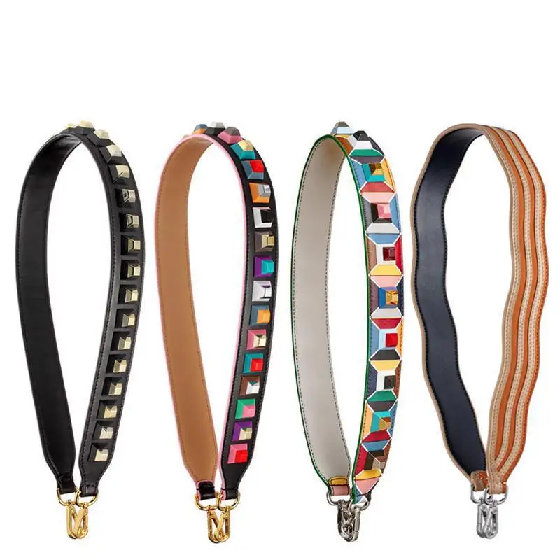 

Split Leather Bag Strap Parts Multicolored Rivet Lady's Shoulder Belt Bag Fittings For Single Shoulder Strap You