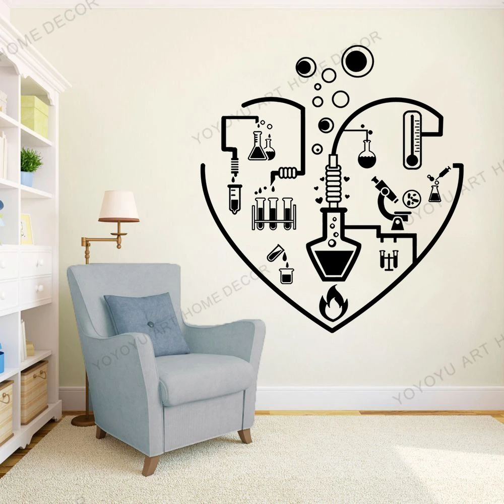 Mordern Reading Room Wall Decals Chemistry Lab Laboratory Glassware Classroom Teen Room Decor Vinyl Wall Sticker Murals Rb675 Wall Stickers Aliexpress