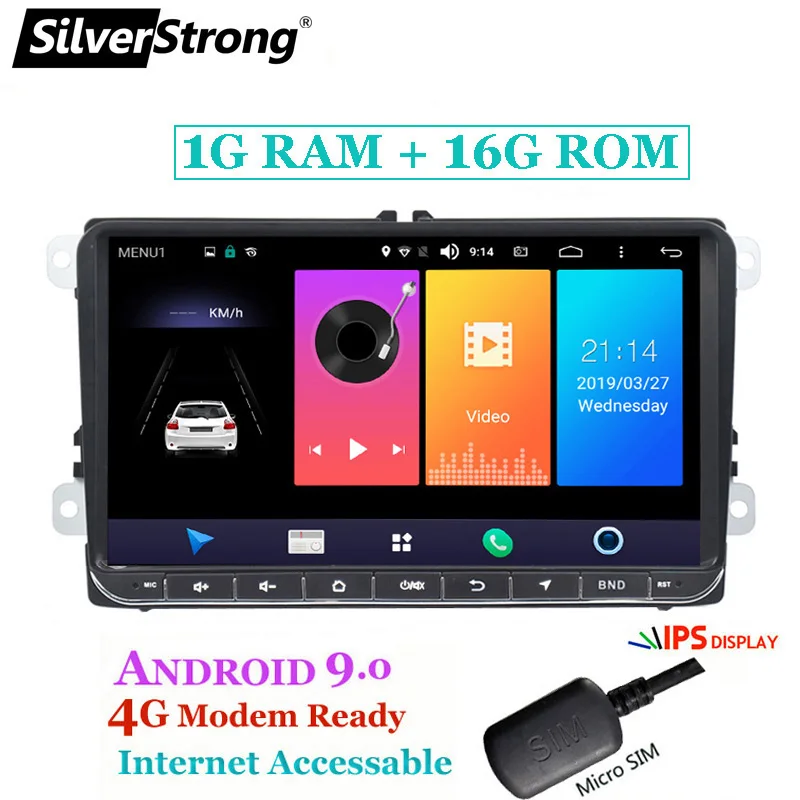 SilverStrong Android9.0 ips 4G модем автомобильный 2Din радио gps для VolksWagen Tiguan Golf MK6 MK5 опционально DSP TPMS DVR - Цвет: 902BM3 1G16G