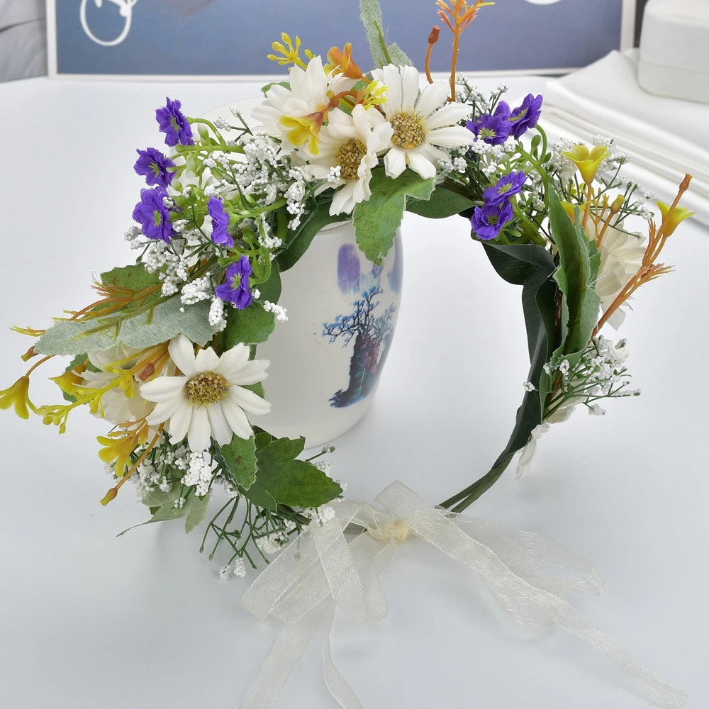 Women Wedding Flower Hair Garland Crown Headband Floral Wreath Hairband |