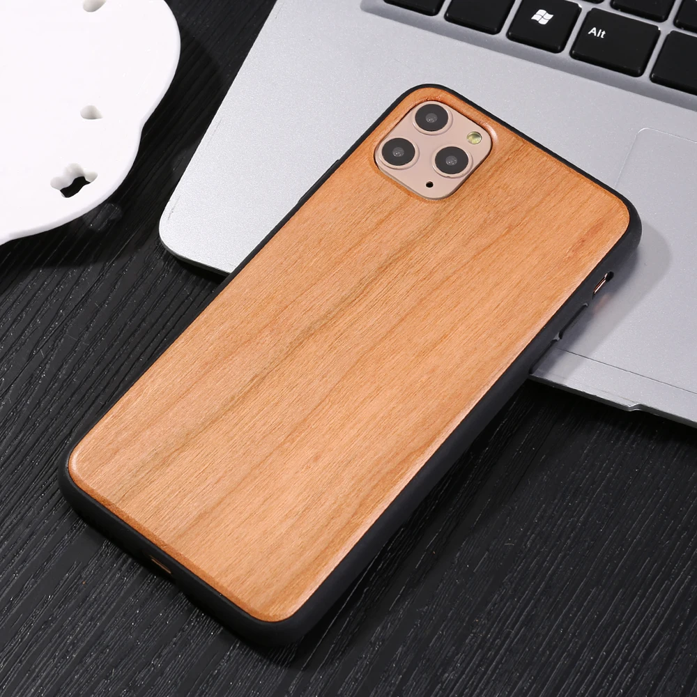 Настоящий деревянный ящик для iphone 11Pro MAX XR X XS Max 8 7 6 6s Plus чехол натуральный бамбук деревянный мягкий силиконовый Край жесткий чехол для телефона s - Цвет: Cherry Wood