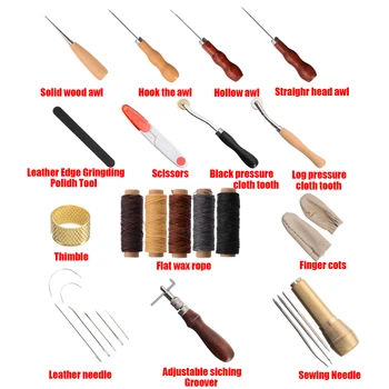 

Multi 31Pcs Leather Sewing Tools DIY Hand Leather Craft Tools Supplies Professional Sewing Awl Groover Waxed Thread Sewing Tool